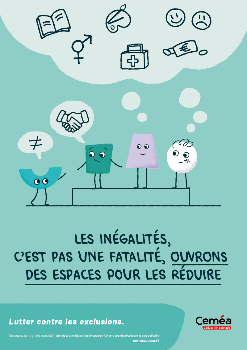 Affiche “Inégalités pas fatalité, lutte exclusions”- Lot de 10 affiches