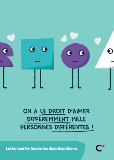Carte postale ”Droit aimer Lutter discriminations“ - Lot de 50 cartes 