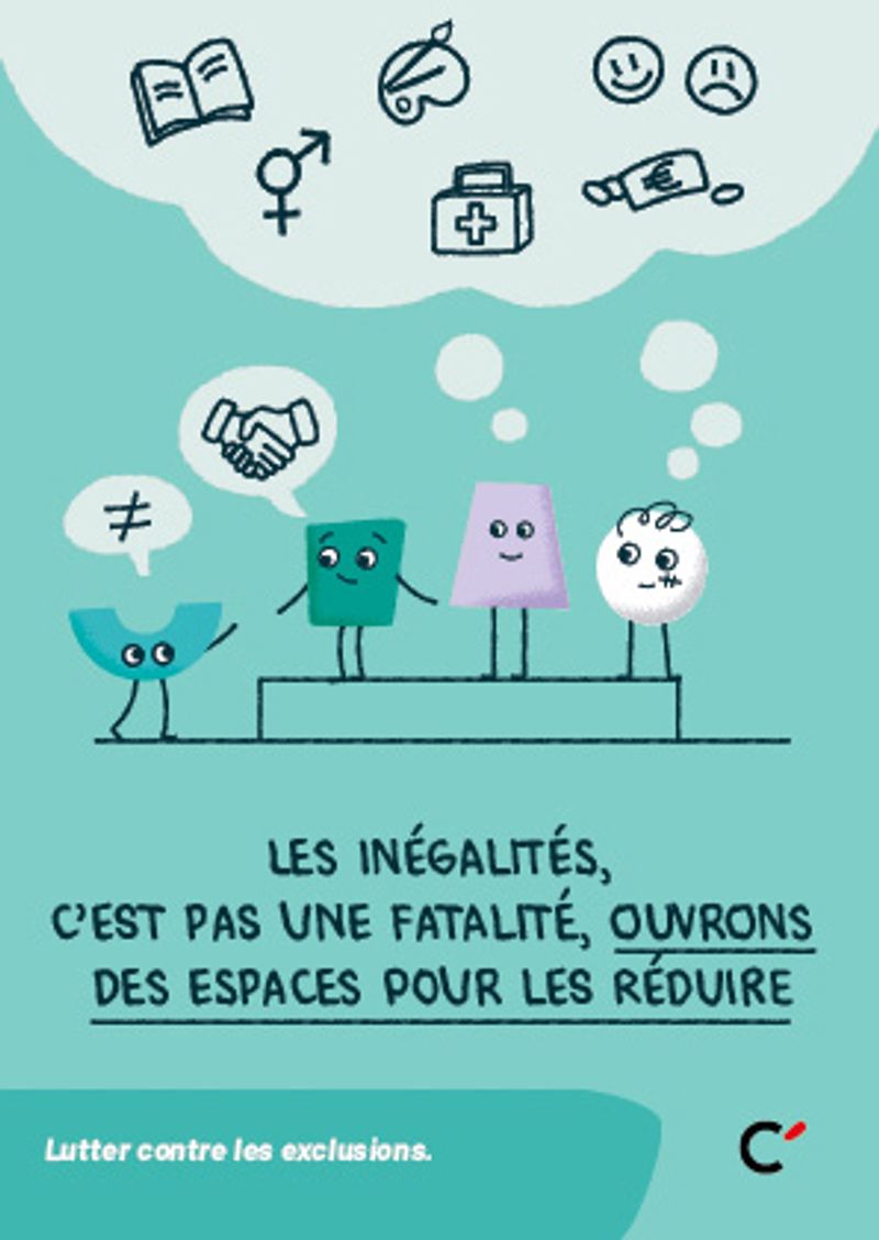 Carte postale “Inégalités pas fatalité, lutte exclusions - Lot de 50 cartes 